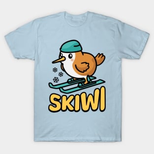 Skiwi! Cute skiing Kiwi Bird Pun T-Shirt